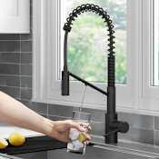 Kraus Oletto 2-in-1 Commercial Style Pull-Down Single Handle 1.8 GPM Kitchen Faucet with Integrated 1.0 GPM Water Filter Faucet Matte Black