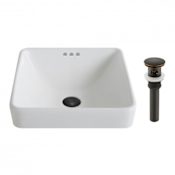 Kraus Elavo 16-1/4" Vitreous China Drop In Bathroom Sink with Overflow and Pop-up Drain Assembly Oil Rubbed Bronze