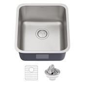 Kraus Dex 17" Undermount Single Bowl 16 Gauge Stainless Steel Kitchen Sink Stainless Steel