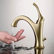 Kraus Arlo 1.2 GPM Deck Mounted Bathroom Faucet with Pull-up Drain Brushed Gold
