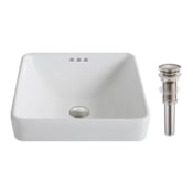 Kraus Elavo 16-1/4" Vitreous China Drop In Bathroom Sink with Overflow - Pop-up Drain Assembly Included White-Brushed Nickel
