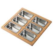 Kraus Kore Workstation Kitchen Sink Serving Board Set with Rectangular Stainless Steel Bowls Bamboo