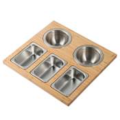 Kraus Kore Workstation Kitchen Sink Serving Board Set with Stainless Steel Bowls Bamboo