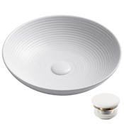 Kraus Viva 16-1/2" Circular Vitreous China Vessel Bathroom Sink with Pop-Up Drain Assembly White