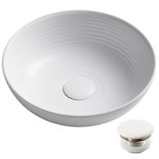 Kraus Viva 13" Circular Vitreous China Vessel Bathroom Sink with Pop-Up Drain Assembly White