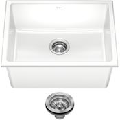 Kraus Turino 24" Dual Mount Single Basin Fireclay Kitchen Sink with Drain Assembly Gloss White