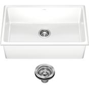 Kraus Turino 30" Dual mount Single Basin Fireclay Kitchen Sink with Drain Assembly Gloss White