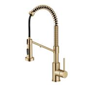 Kraus Bolden 1.8 GPM Single Hole Pre-Rinse Pull Down Kitchen Faucet with Integrated Filter Faucet Brushed Brass