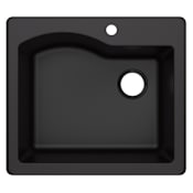 Kraus Quarza 25" Dual Installation Single Basin Composite Granite Kitchen Sink Black