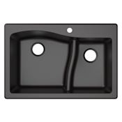 Kraus Quarza 33" Dual Installation Double Basin Composite Granite Kitchen Sink Black