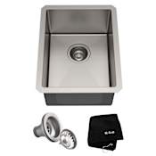 Kraus Standart PRO 14" Undermount Single Basin Stainless Steel Kitchen Sink - Includes Drain Assembly and Kitchen Towel Stainless Steel