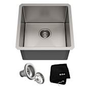 Kraus Standart PRO 17" Undermount Single Basin Stainless Steel Kitchen Sink - Includes Drain Assembly and Kitchen Towel Stainless Steel