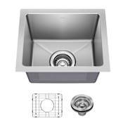 Kraus Fairlane 14-1/2" Undermount Single Basin Stainless Steel Kitchen Sink with Basin Rack and Basket Strainer Stainless Steel