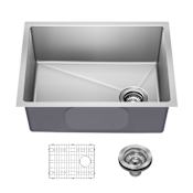 Kraus Fairlane 24-1/2" Undermount Single Basin Stainless Steel Kitchen Sink with Basin Rack and Basket Strainer Stainless Steel