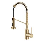 Kraus Bolden 1.8 GPM Single Hole Pre-Rinse Pull Down Kitchen Faucet Brushed Brass