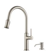 Kraus Sellette 1.8 GPM Single Hole Pull Down Kitchen Faucet - Includes Soap Dispenser Spot Free Stainless Steel