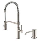 Kraus Sellette 1.8 GPM Single Hole Pre-Rinse Pull Out Kitchen Faucet - Includes Soap Dispenser Spot Free Stainless Steel