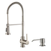 Kraus Britt 1.8 GPM Single Hole Pre-Rinse Pull Out Kitchen Faucet - Includes Soap Dispenser Spot Free Stainless Steel