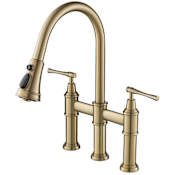 Kraus Allyn 1.8 GPM Bridge Pull Down Kitchen Faucet Brushed Gold