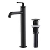 Kraus Ramus 1.2 GPM Vessel Single Hole Bathroom Faucet with Push Pop-Up Drain Assembly Matte Black