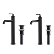 Kraus Pack of (2) Ramus 1.2 GPM Vessel Single Hole Bathroom Faucet with Pop-Up Drain Assembly Matte Black