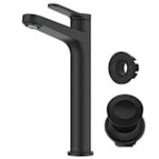 Kraus Indy 1.2 GPM Vessel Single Hole Bathroom Faucet with Push Push Pop-Up Drain Assembly and Overflow Cap Matte Black