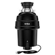 Kraus WasteGuard 1 HP Continuous Feed Garbage Disposal with Ultra-Quiet Motor, Includes Power Cord and Flange Black