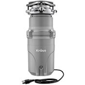 Kraus 1/2 HP Continuous Feed Garbage Disposal with Power Cord and Flange Matte Grey