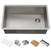 Kraus Kore Workstation 30" Undermount Single Basin Stainless Steel Kitchen Sink with Accessories Stainless Steel