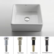 Kraus 15" Ceramic Vessel Bathroom Sink - Includes Pop-Up Drain Chrome