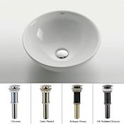 Kraus 15-3/4" Ceramic Vessel Bathroom Sink - Includes Pop-Up Drain Chrome