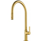 Kraus Oletto 1.8 GPM High Arc Single Handle Pull Down Kitchen Faucet Brushed Brass