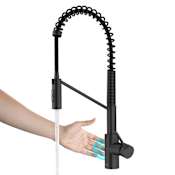 Kraus Oletto 1.8 GPM Touchless Sensor Single Handle Pull Down Kitchen Faucet with QuickDock Top Mount Assembly Matte Black
