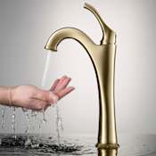 Kraus Arlo 1.2 GPM Deck Mounted Bathroom Faucet with Pop-up Drain Brushed Gold