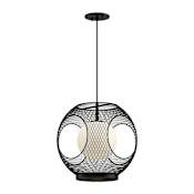 Kuzco Lighting Kona 14" Wide Pendant Black / Opal Glass
