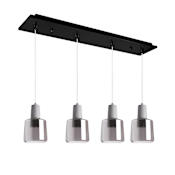 Kuzco Lighting Samson 28" Wide Linear Chandelier Black / Smoked Glass