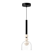 Kuzco Lighting Rise 17" Tall 3000K LED Mini Pendant Black / Clear Glass
