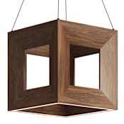Kuzco Lighting Morina 12" Wide LED Square Chandelier with Thick Panels Walnut