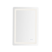 Kuzco Lighting Seneca 24-1/8"W x 36"H Rectangular Flat Frameless Wall Mounted Bathroom Mirror with LED Lighting Sandblasted Merc Edge