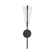 Kuzco Lighting Mulberry 24" Tall LED Wall Sconce with Clear, Etched Acrylic Shade Black / Light Guide