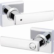 Kwikset Breton Privacy Door Lever Set with Square Rose Bright Chrome