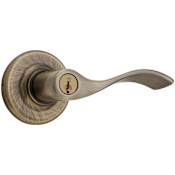Kwikset Balboa Reversible Entrance Door Leverset from the Security Series Antique Brass