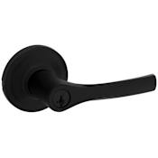 Kwikset Henley Single Cylinder Keyed Entry Door Lever Set with Round Rose and SmartKey Matte Black
