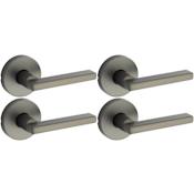 Kwikset Halifax Passage Door Lever Set with Round Rose - Pack of 4 Gun Metal