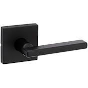 Kwikset Halifax Passage Door Lever Set with Square Rose Matte Black