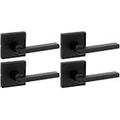 Kwikset Halifax Passage Door Lever Set with Square Rose - Pack of 4 Matte Black