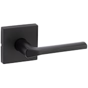 Kwikset Lisbon Passage Door Lever Set with Square Rose Matte Black