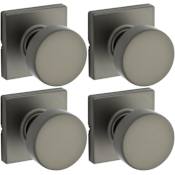 Kwikset Pismo Passage Door Knob Set with Square Rose - Pack of 4 Gun Metal