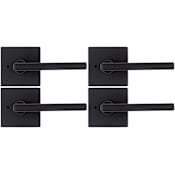 Kwikset Halifax Privacy Door Lever Set with Square Rose - Pack of 4 Matte Black