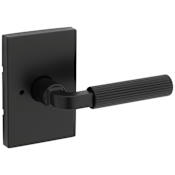 Kwikset Mirada Privacy Door Lever Set with Fluted Handle and Rectangle Rose Matte Black